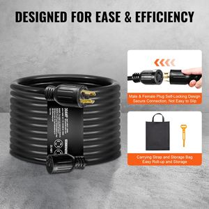 Kit Scatola di Ingresso Alimentazione Generatore 30 Amp con Cavo di Prolunga Elettrica RV da 40 Piedi NEMA L14-30P/L14-30R STW 10 AWG - Product Image 6