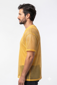 Camiseta de malla transparente para hombre, camiseta informal transpirable de manga corta con cuello redondo, camisetas transparentes ligeras para hombre - Product Image 3