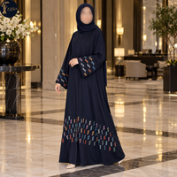 Robe Abaya pour femmes ornée de bijoux, avec manches fluides, tissu doux, robe islamique modeste |   Vêtements d'occasion pour musulmanes en cristal coloré