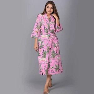 Bata de baño tipo kimono de algodón para mujer, bata de satén de lujo con estampado floral, bata de baño ligera de verano, bata de kimono para fiesta nupcial - Product Image 1