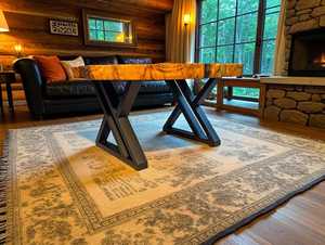 Modern Design Solid Epoxy <b>Log</b> Wood Center Table Live Edge Irregular Shape Black Metal Leg Eco-Friendly Waterproof Handmade - Product Image 4