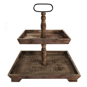 2 Tier <b>Tray</b> Wood Decor Holder Stand Wooden Farmhouse Decor <b>Tiered</b> <b>Tray</b> Stand for Food Fruits Cupcakes Rectangular 2 Tier <b>Tray</b> - Product Image 6