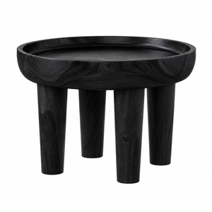 Wholesale Premium <b>Solid</b> Suar <b>Wood</b> Modern Organic Vessel Coffee Table Black Finish 4-Leg Sculpt Living Room Furniture - Product Image 3