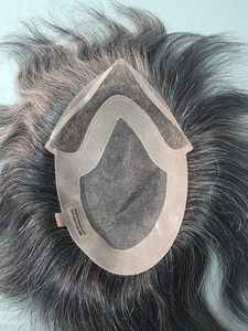 Peluca de Cabello Humano con Encaje Frontal para Hombre, Cabello Remy Indio, Cabello Taz, Ondulado Profundo de Bangladesh, Trama Única, 50% Gris - Product Image 2