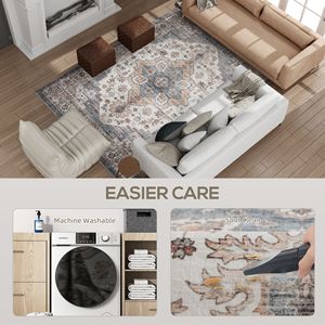 Tappeto Vintage 5x7 Marrone Azzurro Chiaro Antiscivolo Lavabile in Lavatrice per Soggiorno Camera da Letto Sala da Pranzo - Product Image 5