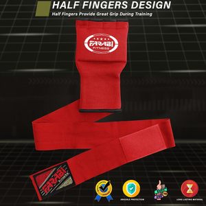 Gants d'entraînement Farabi Sports personnalisés avec logo, rembourrés en gel, demi-doigts, avec sangle auto-agrippante pour MMA, Muay Thai, et bandages de main pour enfants - Product Image 4