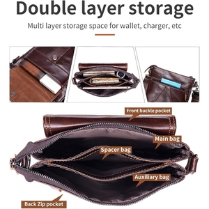 <b>Genuine</b> <b>Leather</b> Everyday Carry <b>Bag</b> For Laptop And Crossbody Use With Adjustable Strap For Work Travel Office And Daily Use - Product Image 5