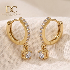 Pendientes de Aro con Diamantes Cultivados en Laboratorio, Certificados por IGI, Oro Amarillo Sólido de 14 Quilates, Corte Brillante, Joyería para Mujer, Hechos a Mano - Product Image 5
