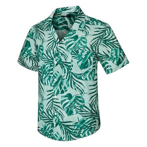 เสื้อเชิ้ตฮาวายชายแขนสั้นลายต้นปาล์มสำหรับชายหาด วันหยุด ท่องเที่ยว รีสอร์ท และงานปาร์ตี้ - Product Image 1