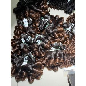 Extensions de cheveux Funmi Curl Weft, vierges vietnamiennes, double épaisseur, couleur bordeaux, pré-colorées, vente en gros - Product Image 6
