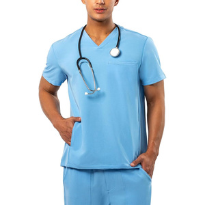 Unisex <b>Scrub</b> <b>Top</b> Custom Logo LUXURY ENTERPRISES Needle Detection Seamless Fusing Comfortable Lightweight Medical Hospital - Product Image 1