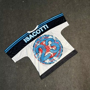 Nouveau tissu en jersey de maille respirant et léger à manches courtes en polyester/coton imprimé, écologique et de haute qualité pour l'été - Product Image 2
