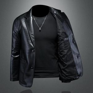 Top Quality Stylish <b>Leather</b> <b>Jacket</b> For <b>Mens</b> OEM Wholesale Comfortable High Street Style <b>Men</b> <b>Leather</b> <b>Jackets</b> for Casual Wears - Product Image 2