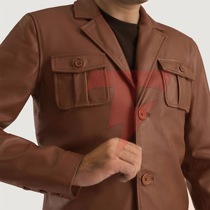 Blazer de Cuero Moderno para Hombre, Corte Entallado, Manga Larga, Estilo Clásico, Blazer de Cuero para Hombre - Product Image 5