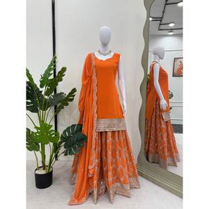 Robes de soirée de créateur Robe de soirée haut et bas avec Dupatta Look élégant et élégant - Product Image 1