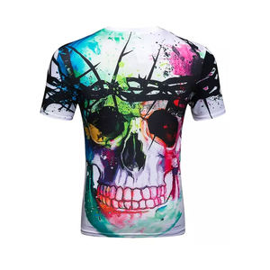 Camiseta de poliéster transpirable de secado rápido con estampado de calavera 3D de acuarela para hombre, ajuste delgado, sublimación, tendencia 2026 - Product Image 2