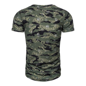 Men's Slim Fit Short Sleeve <b>Camouflage</b> Print <b>T</b>-<b>Shirt</b> O-Neck Casual Jersey Knitted Top - Product Image 6