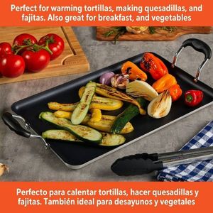 Piastra Doppia in Ceramica 17"x10" Nera Compatibile Elettrica e a Gas in Alluminio Lavabile a Mano - Piastre e Padelle per Grigliare - Product Image 4