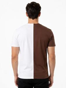 Men's Brown <b>White</b> Solid O-Neck Short Sleeve Regular Fit Casual Breathable Polyester Knitted <b>T</b>-<b>Shirt</b> - Product Image 4