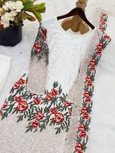 <b>Presenting</b> New <b>Eid</b> Collection In Pure Silk With Heavy Embroidery Sequence Work Top-Bottom And Dupatta Set Fully Stitched - Product Image 6