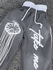 Double Waist High Quality Distress Embroidery Flayer Jogger Color Options Sweatpants for Men Classic Streetwear Stylish <b>Trouser</b> - Product Image 3