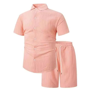 Hot Selling 100% <b>Linen</b> Men's Casual <b>Summer</b> <b>Shirts</b> Set Solid 2 Piece Shorts and Short-Sleeve <b>Shirt</b> Wholesale White OEM <b>Shirts</b> - Product Image 2