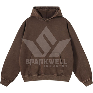 Sudadera con Capucha Extra Grande para Hombre, 100% Algodón, Felpa Francesa, Color Sólido, Diseño Casual con Bolsillo Frontal, Ropa de Otoño - Product Image 6