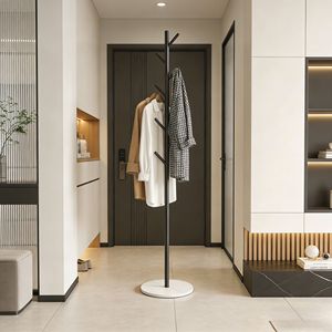 Porte-vêtements autoportant en métal doré robuste avec base en marbre - Support polyvalent pour vêtements et chapeaux pour chambre à coucher - Product Image 4