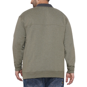 Sudadera Casual de Hombre Tallas Grandes, Tejida a Cuadros, Ajuste Regular, Spandex/Poliéster, Verde Oliva Oscuro, Media Cremallera, ODM - Product Image 3