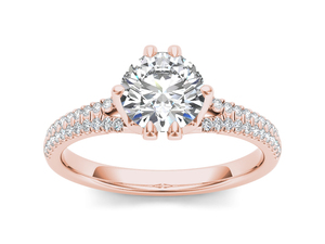 Anillo Clásico con Diamante Cultivado en Laboratorio de 1 Quilate, Corte Redondo, Certificado IGI, VS1, Color E, Oro de 14K, Diseño de Flor, para Boda, Compromiso o Aniversario - Product Image 4