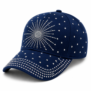 Women's Rhinestone Baseball <b>Cap</b> | Bling Crystal Adjustable Cotton <b>Cap</b> | Fashion Sparkly Sports <b>Hat</b> | Custom Logo Baseball <b>Cap</b> - Product Image 1