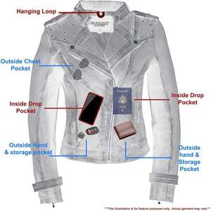 Chaqueta de Motociclista de Piel de Oveja Premium para Mujer 2025, Color Negro, Talla XL, Temporada de Otoño, con Tachuelas, Modelo SFL2840 - Product Image 6