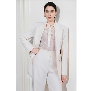Nuevos artículos de tendencia Camisas para mujer CAMISA ELEGANTE ENCAJE DE MALLA FLORAL ODM Manguito Manga Cuello de punto clásico Blusas de mujer - Product Image 3