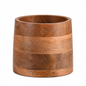 Maceta de Madera Hecha a Mano, Decorativa, Redonda, con Textura de Madera Natural, para Plantas, Hogar, Jardín, Oficina, Mesa - Product Image 5
