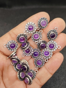 Chaîne connectrice en améthyste naturelle de haute qualité, forme irrégulière, 15 mm, avec sertissage en laiton pour la fabrication de bijoux - Product Image 3