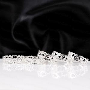 Trendy Sweet Romantic Hollow Heart Band 925 Sterling <b>Silver</b> Continuous Heart Stacking <b>Ring</b> Friendship Promise <b>Ring</b> Wholesale - Product Image 3