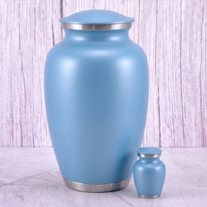 Urna funeraria para adultos de latón gris y dorado con superficie brillante para guardar cenizas humanas, urna conmemorativa para funerales. - Product Image 3