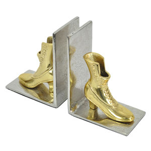 Sujetalibros Decorativos Escultóricos Estilo Bota de Montar a Caballo Dorada, 2 Piezas, Hechos a Mano, Soporte para Libros de Mesa, Decoración para Sala de Estar y Hogar - Product Image 4