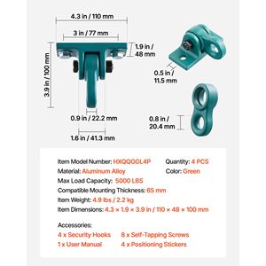 Paquete de 4 Soportes para Columpio de Alta Resistencia con Doble Rodamiento de Aleación de Aluminio, Capacidad de 5000 Libras, Incluye Tornillos y Pernos, Columpios Suaves - Product Image 6
