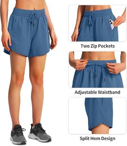 Shorts de course personnalisés pour femmes, séchage rapide, taille haute, légers, pour l'entraînement sportif et la gym, avec poches zippées - Product Image 6