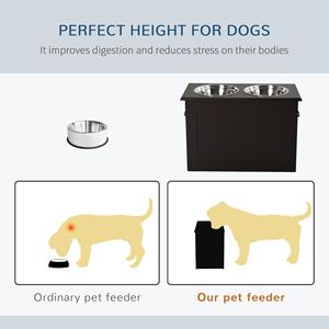 Stazione di Alimentazione Automatica per Cani XL Marrone Scuro con 2 Ciotole in Acciaio Inox Forma Rettangolare per Animali Domestici di Taglia Grande da Viaggio - Product Image 6