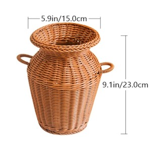 Jarrón rústico de mimbre tejido, jarrón minimalista de ratán para flores secas, centro de mesa moderno estilo granja, jarrón decorativo de ratán natural - Product Image 3