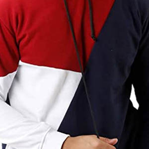 เสื้อฮู้ดซิปผู้ชายแบบ OEM สั่งทำพิเศษ ผ้าฝ้าย 100% สีกรมท่า สีแดงเลือดหมู สีขาว แบบสามสี ตัดต่อสีสไตล์สตรีทแวร์ ผ้าฟลีซ สำหรับฤดูใบไม้ร่วง ผลิตจากโรงงาน - Product Image 6