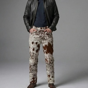 Pantalon en cuir de vachette à poils longs sur mesure haut de gamme pour homme, pantalon en fourrure de vache véritable pour vêtements de cowboy occidentaux de luxe - Product Image 1