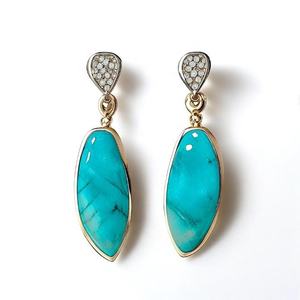 Wholesale 925 Sterling Silver Fancy Shape Faceted Gemstone <b>Earrings</b> 18K Gold Plated <b>Fashion</b> <b>Drop</b> Design - Product Image 2