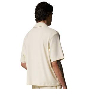 Chemise boutonnée côtelée pour homme, manches courtes, coupe décontractée, haut d'été beige, vente en gros OEM - Product Image 1