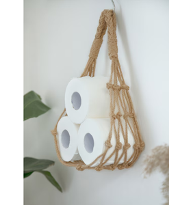 Support de papier toilette en corde avec design perlé, support de rouleau de papier toilette en corde à fixer sous l'évier, meilleur design - Product Image 6