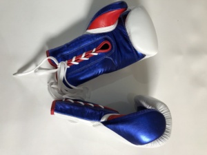 OEM Custom Brand Boxing Gloves Cowhide Leather Laced Adjustable <b>Strap</b> Breathable Custom Logo Training Sparring Muay Thai MMA - Product Image 4
