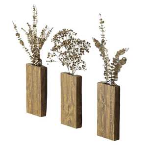 Juego de 3 Jarrones de Madera Rústicos para Montar en la Pared, Rectangulares, Flotantes, para Flores, Decoración de Jardín Vertical para Hogar Moderno - Product Image 1