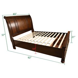 Letto con piattaforma contenitore Baltimore Queen in noce scuro, realizzato in legno - Product Image 4